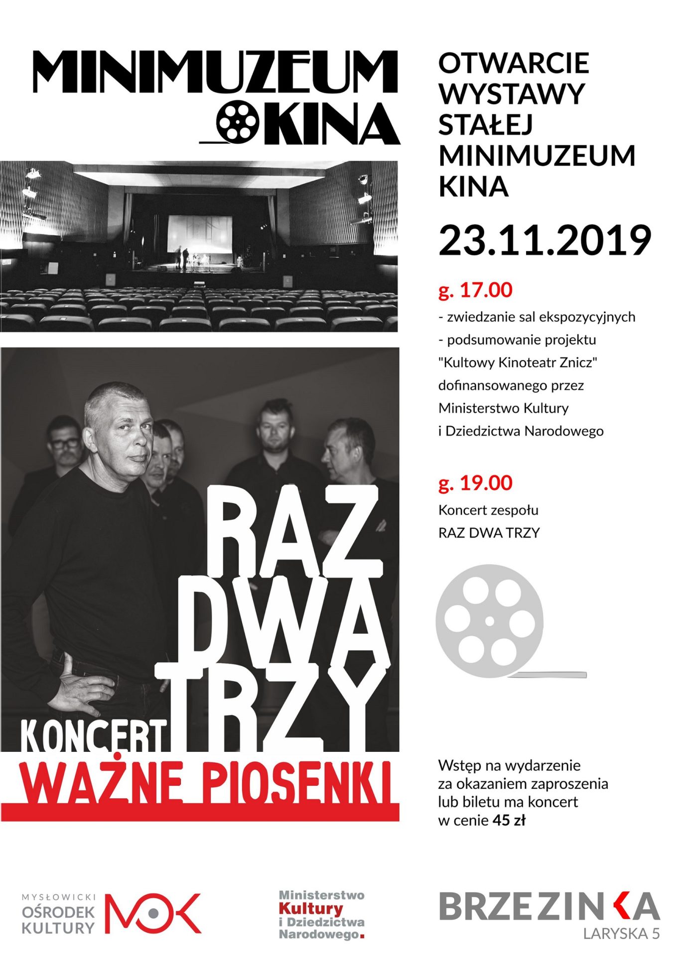 Otwarcie wystawy MINI MUZEUM KINA + koncert RAZ, DWA, TRZY